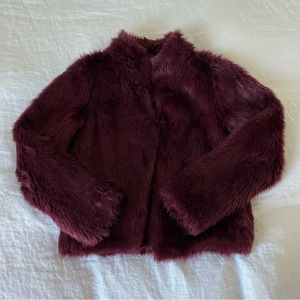 Burgundy faux fur coat